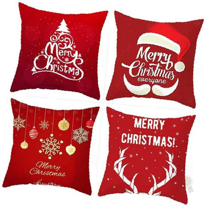 성탄절 장식용 빨강 벨벳 산타 눈사람 순록 눈꽃 문양 사각 소파 방석 커버 홈