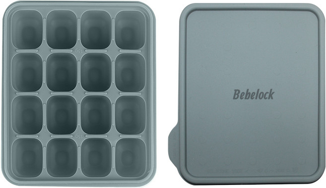 베베락 포네르 플래티넘 실리콘 큐브 1P(냉동보관용기_뚜껑포함 13.5cm X 15cm), 포네르 실리콘큐브(블루그레이1P)