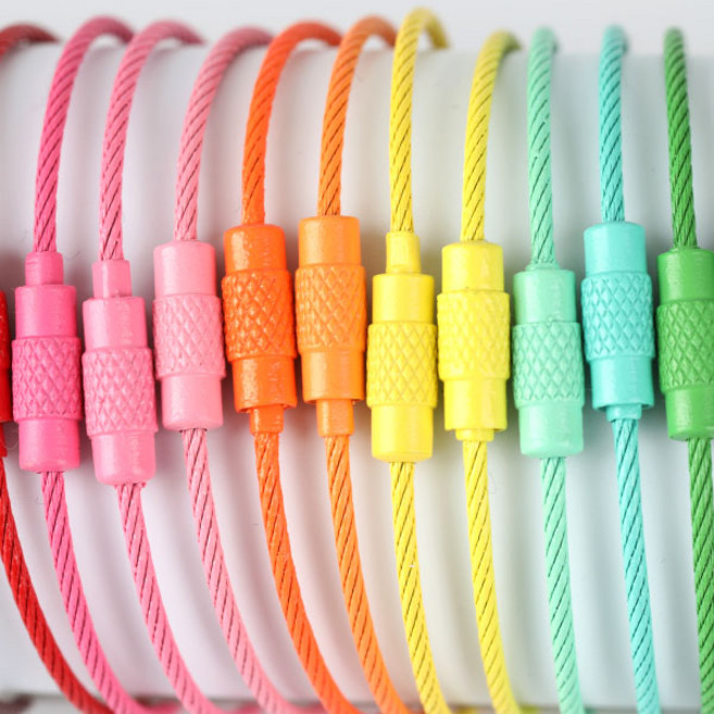 컬러 와이어링 키링 열쇠고리, 연보라, 1개