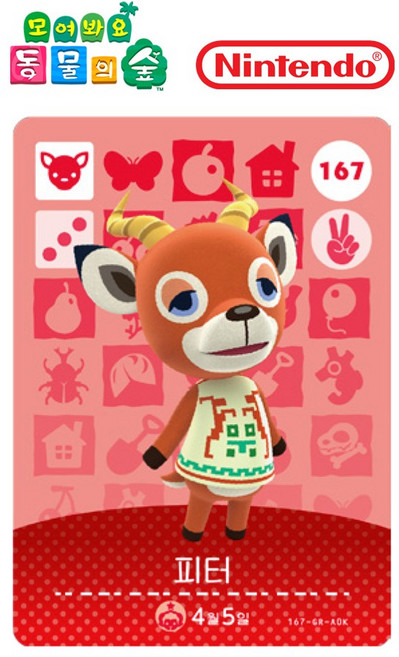 동물의숲 피터 아미보카드 모동숲 동숲 2탄 167 한글판, 1개