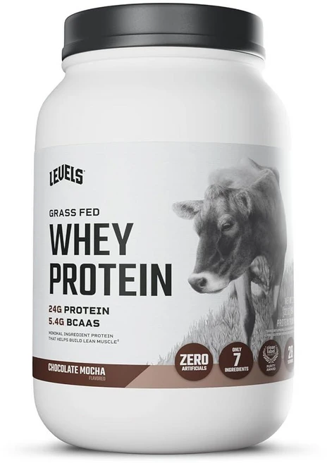 Levels 목초 사육 유청 단백질 파우더 인공 성분 없음 단백질 24G 바닐라 시나몬 0.9kg(2파운드), 2파운드(1팩), 초콜릿 모카 - 쿠팡