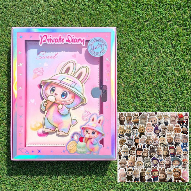 산리오 라부부 빙글빙글 다이어리 다꾸 어린이 초등학생 어린이날 크리스마스 선물, 1개, 라부부 핑크