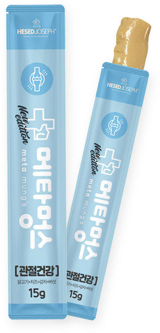 메타멍스 비만 장 면역력 눈 관절 건강 강아지 기능성 짜먹는 영양 간식, 혼합맛(닭고기/치즈/버섯/감자), 15g, 1개