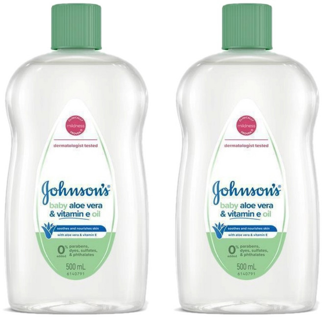 존슨즈 알로에베라 비타민E 베이비 오일 Johnsons Baby Oil Aloe Vera VitaminE, 500ml, 2개