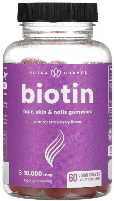 뉴트라챔프 바이오틴 비오틴 10000mcg 60구미젤리 비타민B7 맥주효모 Biotin, 1개 - 쿠팡