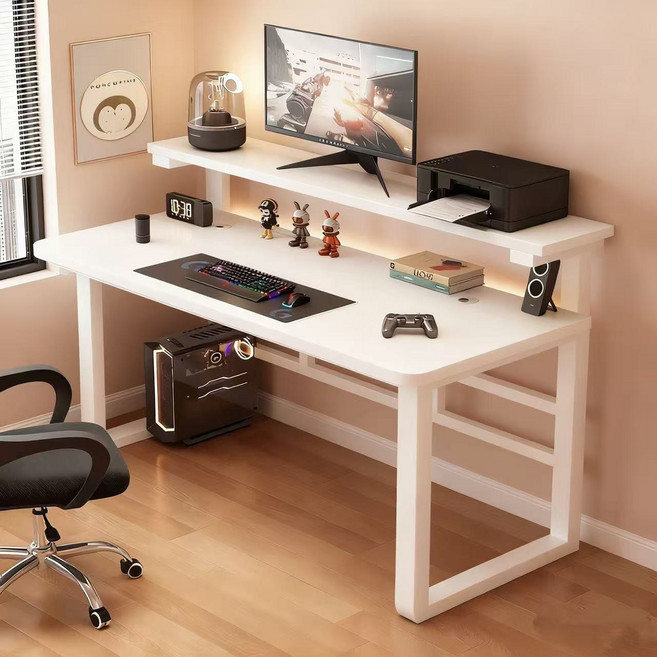 데스크 책상 1200 일자형 서재 컴퓨터 책상 홈오피스 사무용 게이밍 테이블, 흰색
