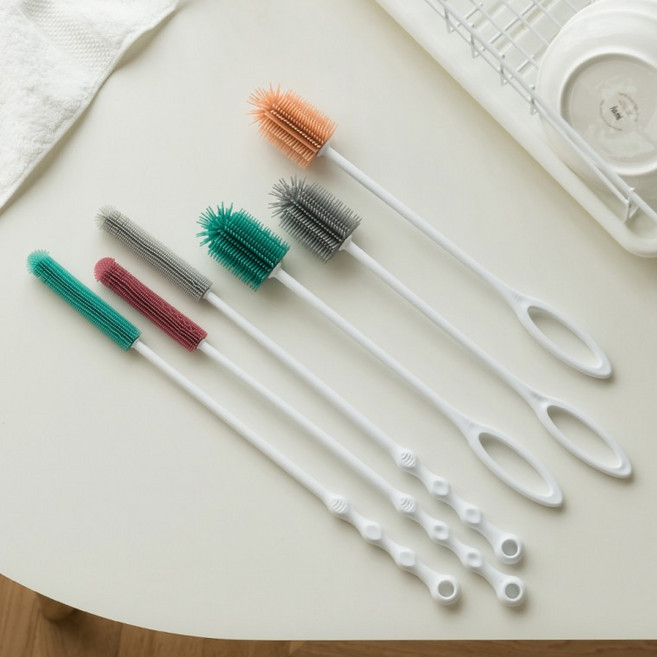 국산 실리콘 젖병솔 텀블러 주방 세척 브러쉬 2종 물병청소솔 컵솔 주전자솔, 1개, 페트병솔 그레이