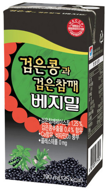 베지밀 검은콩과 검은참깨 두유, 190ml, 96개