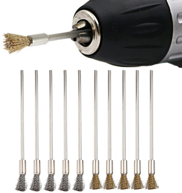 핸셀 전동 핸드 드릴 드레멜 녹제거 연마 와이어 펜형 브러쉬 100mm, 5개