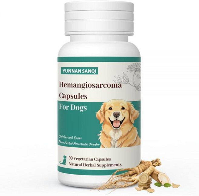 Yunnan Sanqi 강아지용 혈액 지원 캡슐 - 혈관육종 혈복부 심낭 삼출 암 출혈 심한 타박상 궤양 출혈 및 혈변용 90캡슐, Yunnan Sanqi 강아지용 혈액 지원 캡슐 - 혈, 1