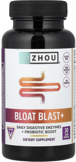 Zhou Nutrition Bloat Blast 플러스 베지캡슐 30정, 6개 - 쿠팡