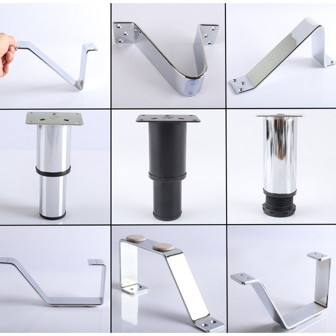 베르망 가구다리 쇼파다리 소파다리 침대다리 가구발 높이조절발 발통 철재다리 철제다리 서랍장 거실장 협탁 F자형 V자형, (선택08)P높이조절 스틸크롬98mm~113mm