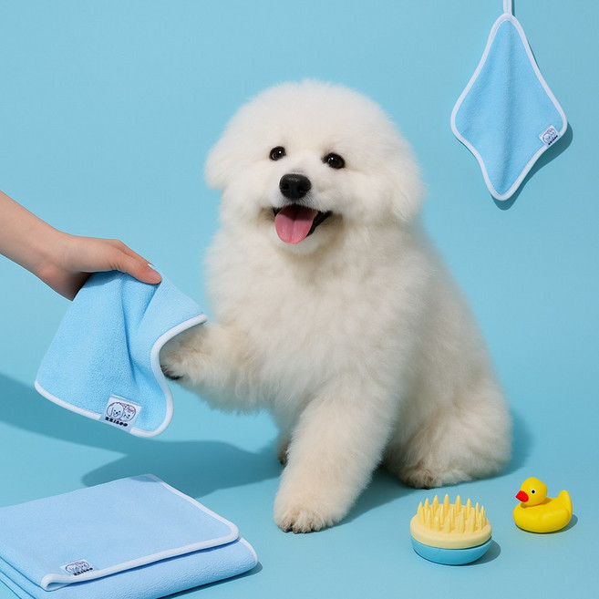 찌부 강아지 수건 애견 펫타올 목욕 발수건 산책 얼굴 극세사 타월