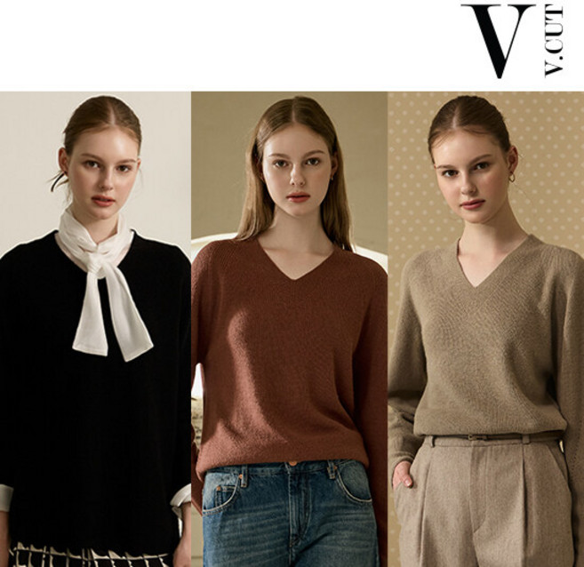 브이컷 소프트 브이넥 니트 3종