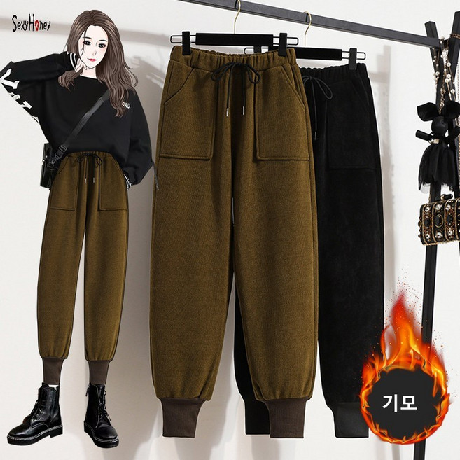 섹시하니 여성 골덴 스판 배기팬츠 시보리 기모 똥싼바지 DSV67