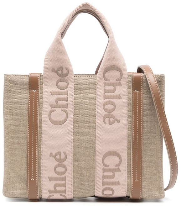 끌로에 우디 리넨 스몰 토트 백
