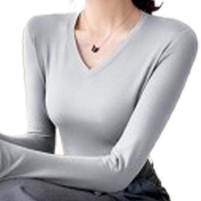 COOREENA SS-030 여성티셔츠 무지 라운드티 브이넥티 브이넥티셔츠 긴팔티셔츠 여성스판티 슬림핏 면티 FREE사이즈