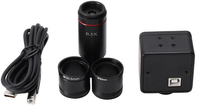 5MP USB 현미경 산업용 카메라 드라이버 0.5배/1배 전자 접안렌즈, 0.5배, 1개
