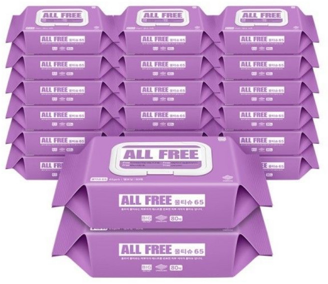 물티슈65 대용량 (80매) 캡형 20팩 저자극 올프리