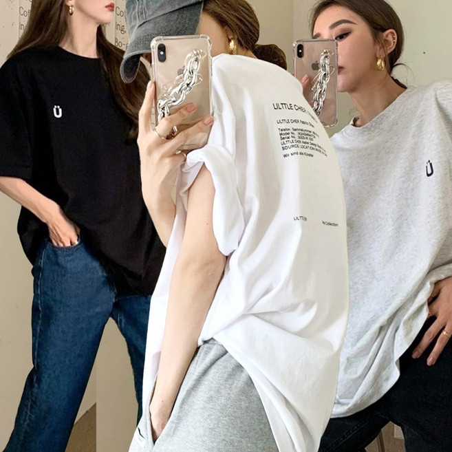 ROJI 프레임 스마일 여성반팔티셔츠 3개