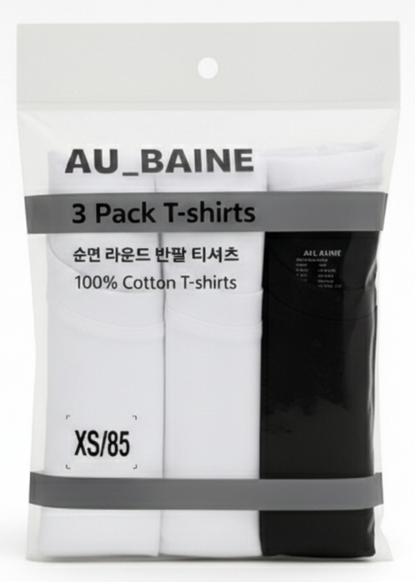 순면 라운드 반팔 티셔츠 3팩 30수 코마사 면티 튜블러티셔츠