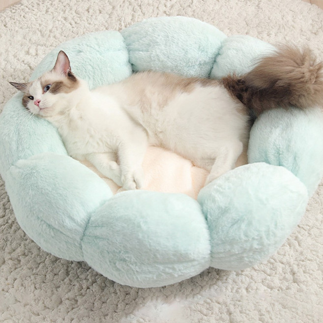 위러브 반려동물용 플라워 극세사 방석, 민트, 1개