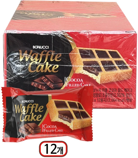 보누치 와플 코코아필드케이크 세계 수입 추억 옛날 과자 스낵 츄잉 사탕, 12개, 45g - 쿠팡