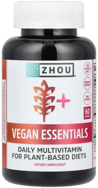 Zhou Nutrition 비건 에센셜스 캡슐 60정 Nutrition (조우 뉴트리션), Zhou Nutrition, 비건 에센셜스, 캡슐 60, 1개 - 쿠팡