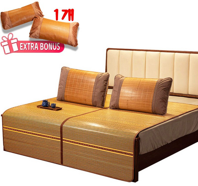 한여름 천연 대죽으로 만든 시원한 침대 매트 제사용 대마디 대패이불침대 매트 바닥 매트, 고전적 황금색 나뭇결