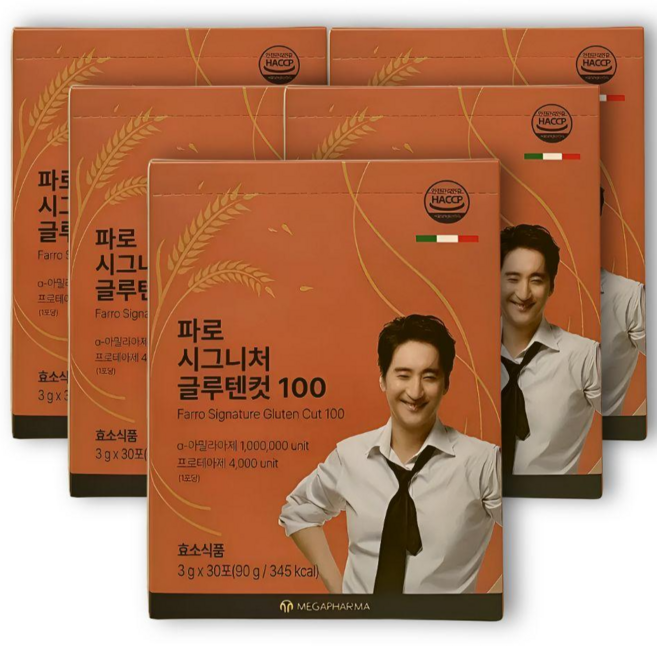 메가파마 파로효소 글루텐컷100 파로 시그니처 식사전 효소 루틴 이탈리아산 파로 아밀라아제 프로테아제 3g 30포, 5개, 90g