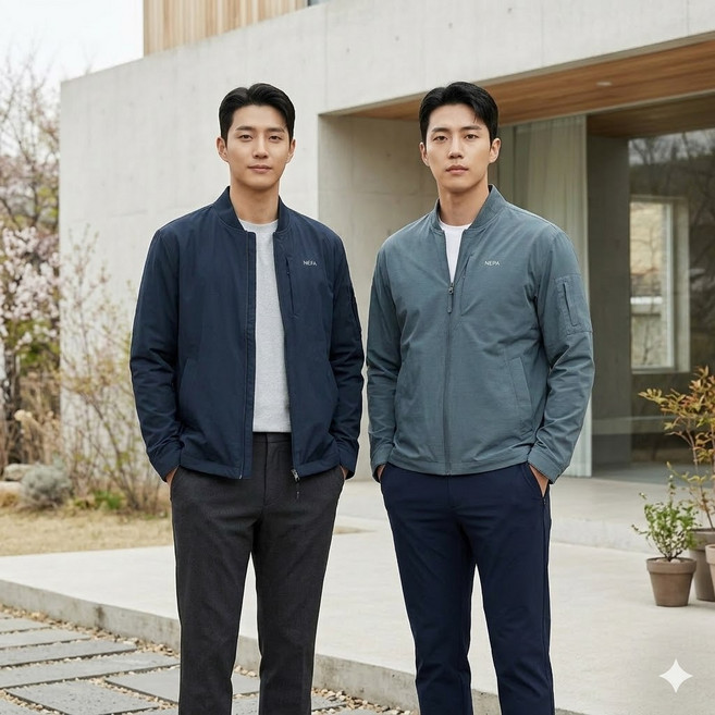 네파 남자 봄 아웃도어 캐쥬얼 블루종 바람막이 등산자켓