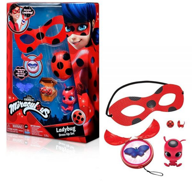 Miraculous Playmates Toys 여아용 여성 무당벌레 드레스 업 세트 요요 색상 변경 아쿠마 티키 콰미 마스크 및 귀걸이 4세 이상 액션 피규어 포함 21