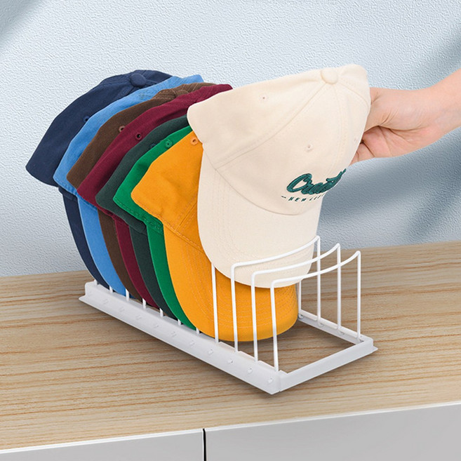 무타공마켓 철제 튼튼한 10구 모자 걸이 정리 거치대, 화이트, 1개