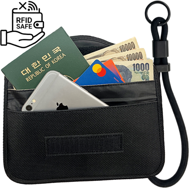여행 필수 슬림 & 넉넉 RFID차단 안티스키밍 여권 파우치 + 스트랩