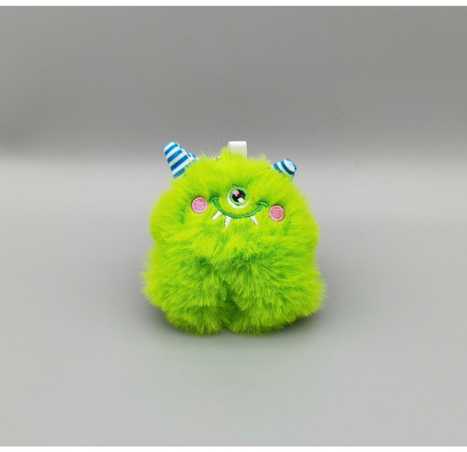 日系可愛毛絨小怪獸吊飾 鑰匙圈, 綠, 1個