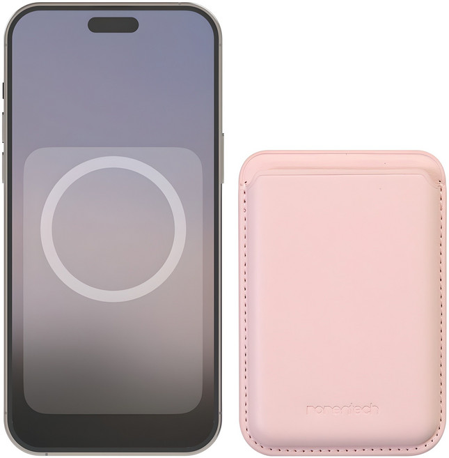 로랜텍 모션 애니메이션 작동 가죽 맥세이프 카드지갑 케이스, 1개, 핑크샌드