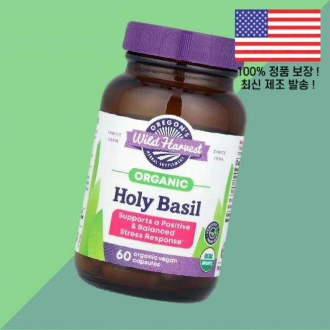 오리건 와일드 하베스트 홀리 바 식물성 베지캡슐 60정 400mg Oregon's Wild Harvest Organic Holy Basil 60 Vegan Capsules pe, 1 - 쿠팡