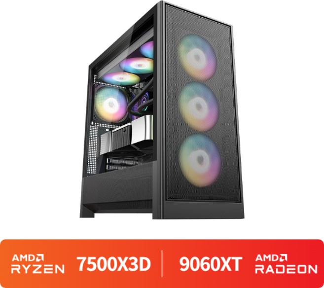 (컴퓨존 조립PC) 게이밍 데스크탑 컴퓨터 R7837 (7500X3D/9060XT), Free DOS, 1TB, 16GB, 라데온 RX 9060 XT, 7500X3D