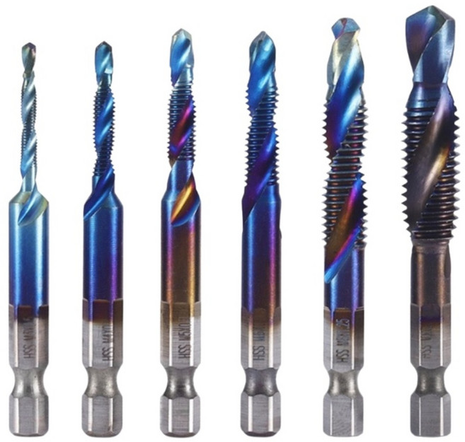 공구PXJ 탭핑비트 드리비트 탭기리 나사탭 일반드릴 임팩 겸용 비트 6종세트 M3 M4 M5 M6 M8 M10, 1세트