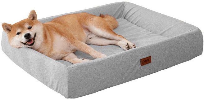 EMME 강아지 베드 3D 지지력 방수 풀폼 우레탄 독창디자인 세탁용 펫소파 애견매트 노령견 강아지 고양이 분리세탁 통기성 쿠션 고반발 미끄럼방지 사계절 겸용 소형견 중형견 다둥이, 1개, Light gray