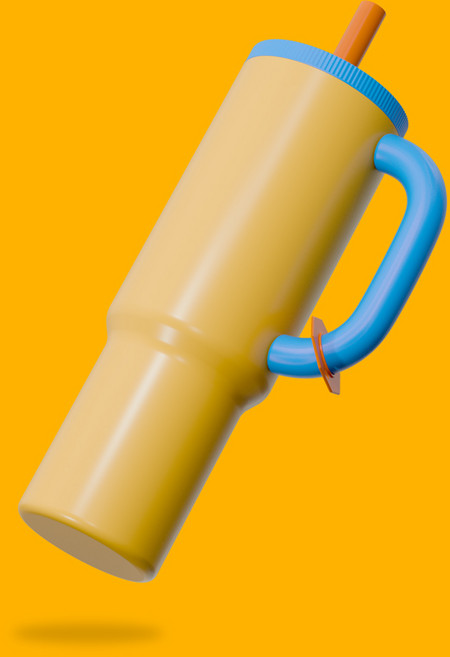 오까사 대용량 W 텀블러 스텐 손잡이, 1개, 1.2L, 옐로우 블루