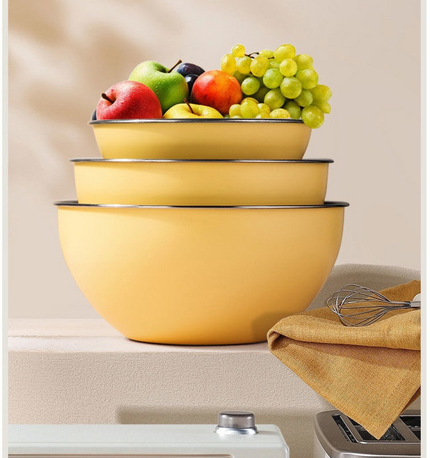 BLOWFISHFUGU 스텐 대야 업소용 두꺼운 스텐 다용도요리 한식 눈금 샐러드볼 세트 17+19+22cm 19+22+25cm, 믹싱볼, 1세트