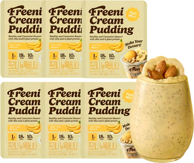 프리니 저당 단백질 바나나푸딩 비건 다이어트 떠먹는 케이크, 6개, 60g