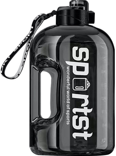 Sportst 運動水壺 大容量Tritan健身水瓶 防摔直飲吸管杯, 黑色, 1個, 5000ml