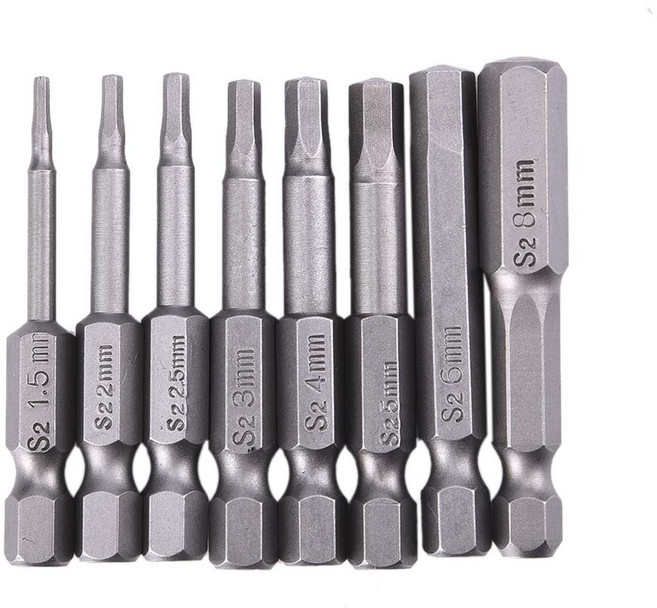 Bridge 공심 토르크스 비트 8종 세트 50mm 1/4 육각 중공 별비트 T8~T40 보안나사 대응, 1세트