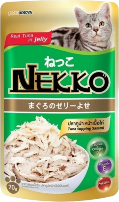 NEKKO 果凍餐包 幼貓 老貓 70g 濕糧 貓咪餐包, 1個, 鮪魚+雞肉