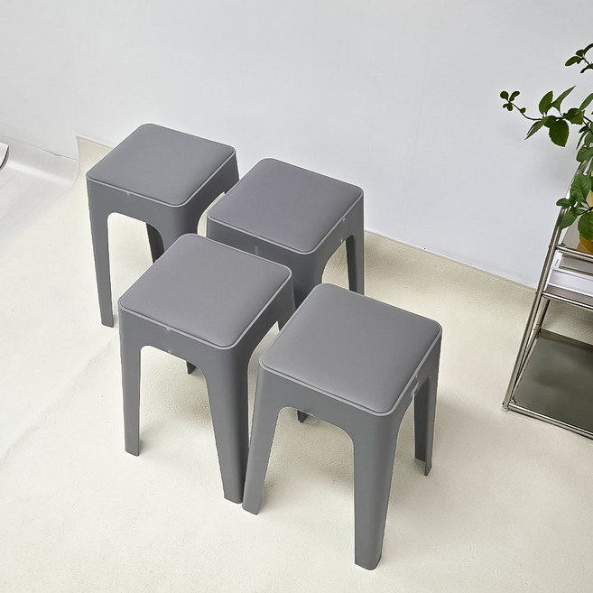 이엔비 쿠션 스툴 인테리어 간이 의자, 4개, 그레이