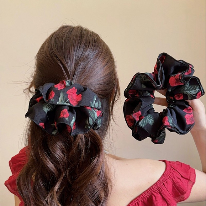 블랙 로즈 스크런치 곱창밴드 3종세트