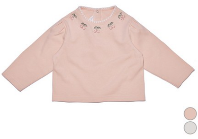 밍크뮤 아동용 열매 자수 스티치 맨투맨