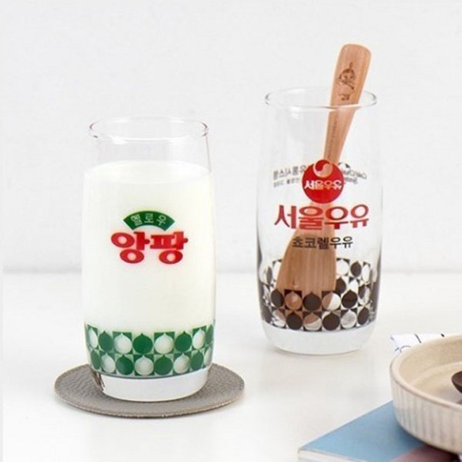풍경나라)서울우유 커브 레트로 유리컵 370ml 2type, 초코렡 우유, 1개